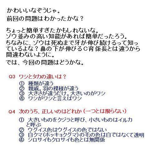 ブログ記事「かわいいなぞうさんからの挑戦状?A」のサムネイル画像