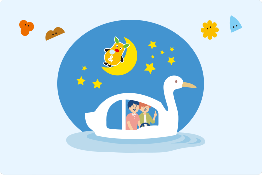夜のペダルボート大冒険イメージ