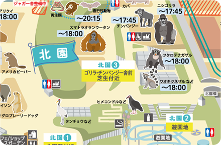 ゴリラモニュメント～ニシゴリラの家族と写真を撮ろう～場所付近の東山動植物園の園内MAP